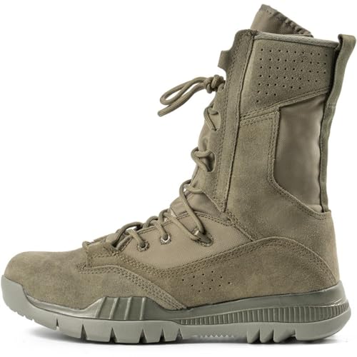 Men's Suede Leather High Top Lace Up Military Tactical Boots Lightweight Breathable Non Slip Outdoor Hiking Combat Boots For Outdoor Mountaineering Trekking Commando Army Desert Jungle Backpacking