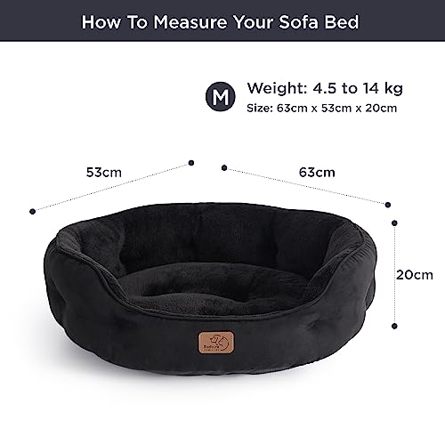 BEDSURE Katzenbett waschbar Katzen Bettchen - 63x53x20cm Katzenkorb mit Zweiseitig Innenkissen Katzenschlafplatz für Katzen oder kleine Hunde, schwarz