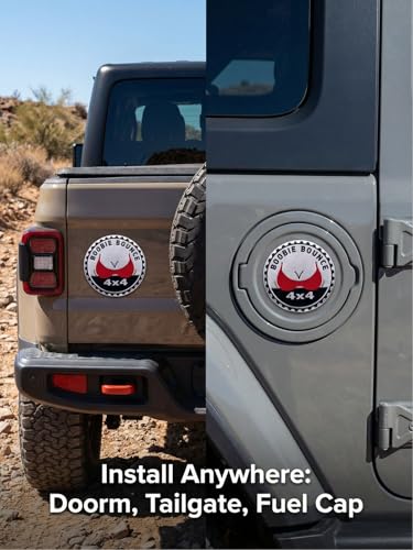 Image of 2 PCS Boobie Rated Car Emblem, 4 x 4 Metal Automotive Badge, 3D Round Metal Car Badges Emblems, Car Badge Decals Stickers Compatible with Jeep Wrangler Vehicles Trucks SUV RV (Boobie)