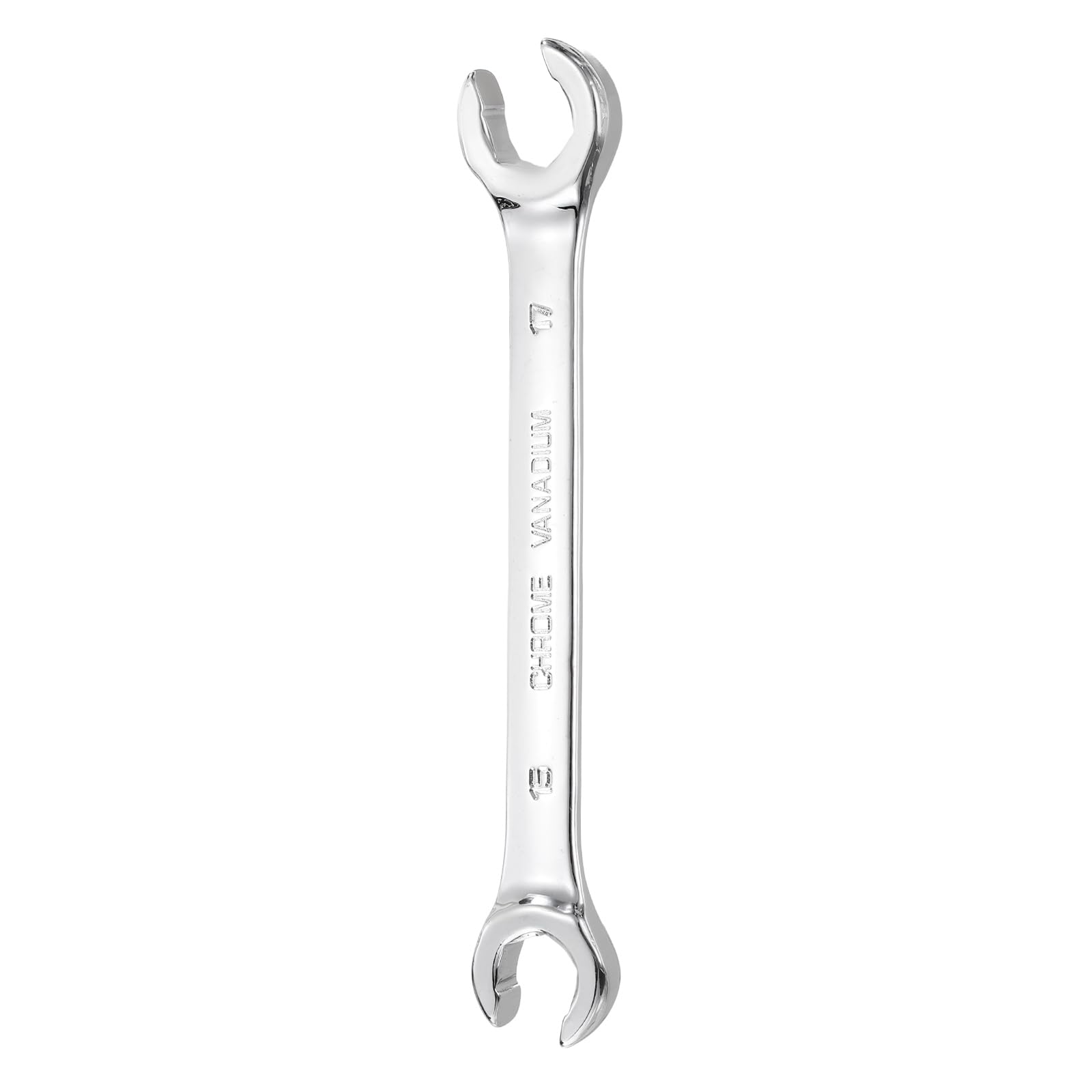 sourcing map Flare Nut Wrench 15mm x 17mm Metric Double Open End Thick Spanner Mirror Polish Finish 45# Steel Brake Line Wrench for Fuel Tube Hose Transmission Line, Silver