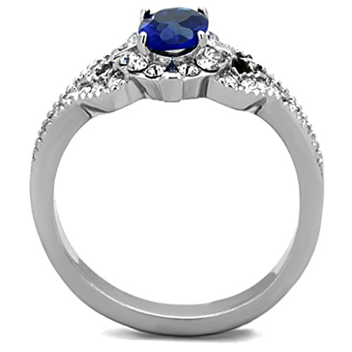Marimor Jewelry 1.45 Carat Blue Montana Cubic Zirconia Vintage Stainless Steel Engagement Ring Women's Size 5-103