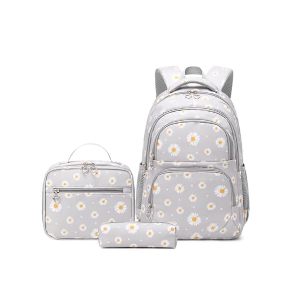 Daisy-Backpack-for-GirlsBookbag-with-Lunch-Box-Kids-School-Bag-Set-3pcs-Flower-Girls-Backpack-Set-School-Daypack-for-Teens-Girls Daisy Backpack for Girls,Bookbag with Lunch Box Kids School Bag Set 3pcs Flower Girls Backpack Set School Daypack for Teens Girls