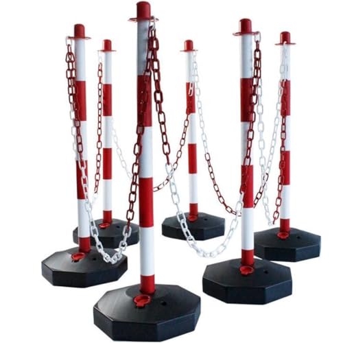 Barrier posts Red-White - Set of 6 posts with 22M Chain - Plastic Chain Posts and Barrier Tape Barrier posts Red-White - Set of 6 posts with 22M Chain - Plastic Chain Posts and Barrier Tape
