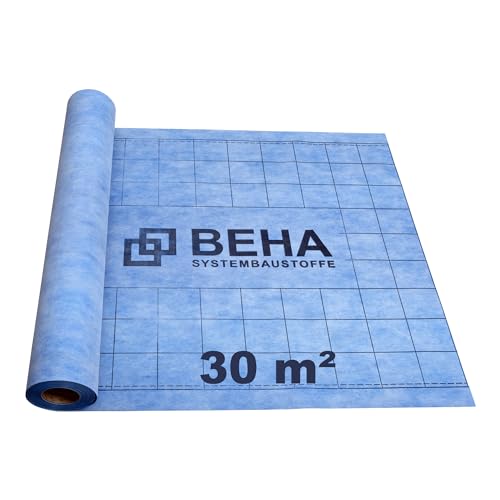 TSR 30m Abdichtbahn Dichtbahn Abdichtung Bad Dusche Balkon Terrasse - Polymer - Wasserundurchlässig - Beidseitig Vlies - Rissüberbrückend - Frostbeständig - Für Wand und Boden - Blau oder Weiß