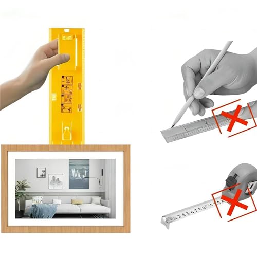 Image of Picture Hanging Tool for Easy Making Position Frame Wall Hanger Photo Hanging Kit Level Ruler for Clock, Mirrors, Artworks, Photos
