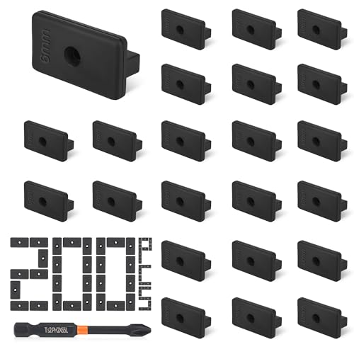 Vipuikos 200 Stück WPC Clips 6 mm Versteckte Befestigung mit T-Clip mit Bit Schraubendreher, 6 mm Terrassenclips Kunststoff für WPC/BPC Dielen Clips, Schwarz WPC Befestigungsclips 35 x 18,5 x 10 mm