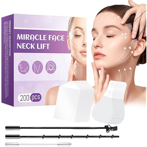 MUOCOBU Face Lift Tape 200PCS Bands Instant Facelift Tape for Wrinkles, Double Chin, and Sagging Skin Waterproof & Transparent Lifting Tapes with Elastic Bands (200PCS) Cover