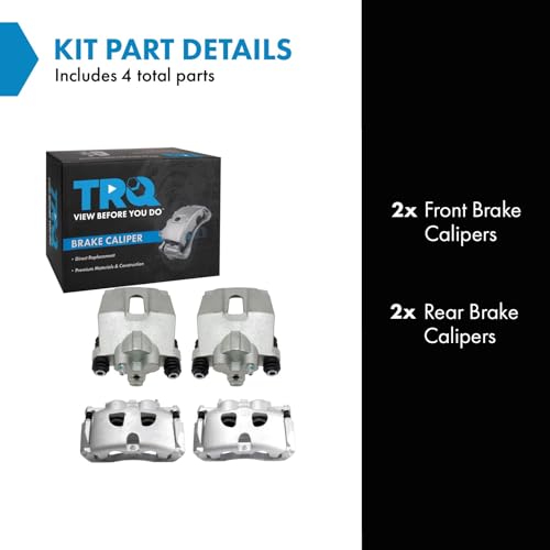 Image of TRQ Front and Rear Brake Caliper Set Zinc Coated Brackets Compatible with 2010-2011 Ford F 150