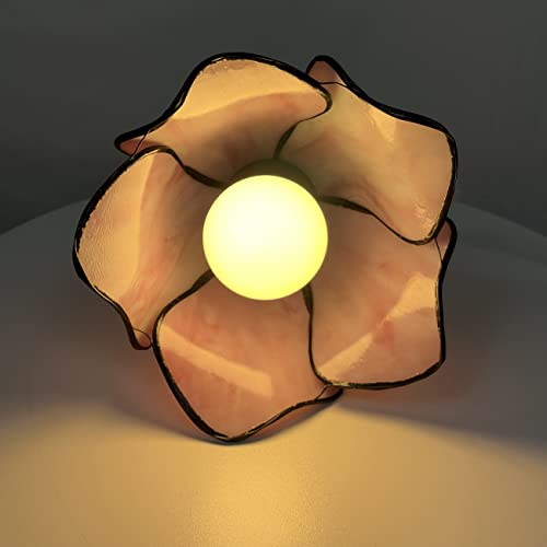 Image of Tiffany Style Wall Sconce, Flower Shaped Wall Light, Stained Glass Wall Lamp for Entrance, Bedroom, Hallway in Pink