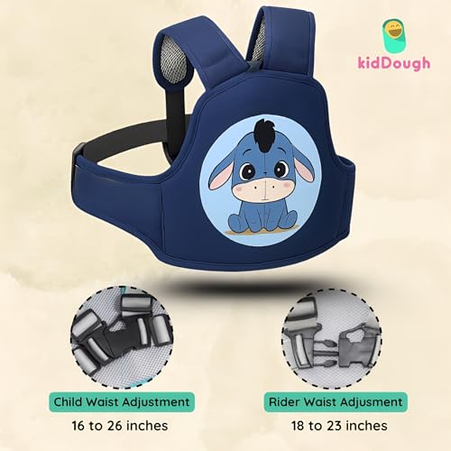 Image of KidDough Baby Safety Belt for Kids | Two Wheeler Bike /Scooty Belt for Kids Safety, Child Harness Safety Belt with Adjustable Baby Carrier for Toddlers & Baby (Cartoon Blue)