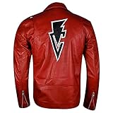 Zeniella Balor Club Red Motor Cycle Faux Leather Jacket, Large