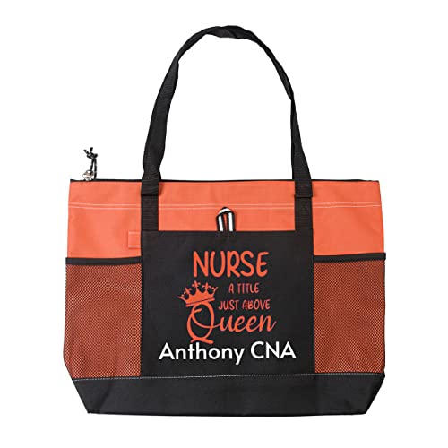 Personalized Nurse Bag, CNA, RN, LPN Medical Tote Bag Nurse Tote, Name/Inital Customized Print (Orange)3