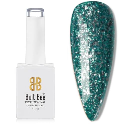 Image of Bolt Bee Blue Glitter Color Gel Nail Polish Soak Off UV Gel DIY at Home Manicure Salon Nail Art (75, 15ml)