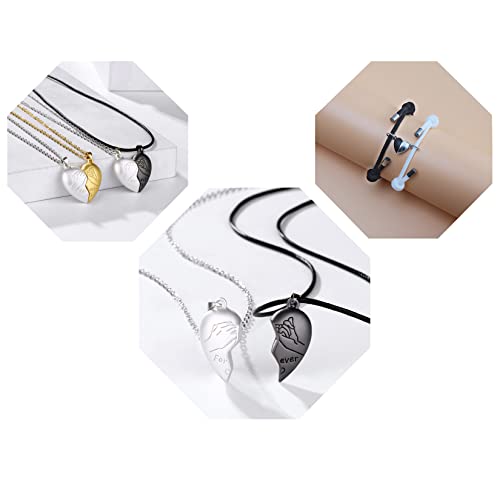 Stainless Steel His and Her Heart Lock Key Matching Puzzle Couples Pendant Necklace2