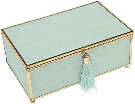 Philip Whitney Trinket Jewelry Box Organizer Mint Green Tassel - 8x5