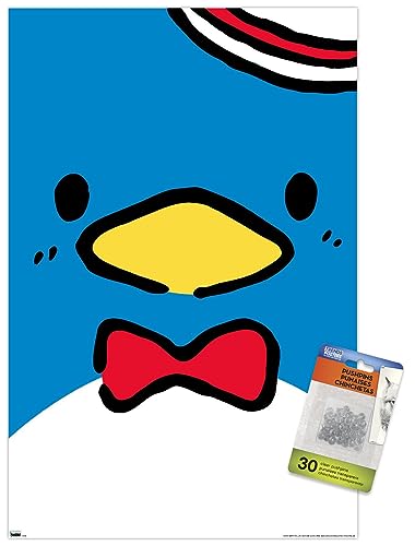 Trends International Hello Kitty and Friends - Tuxedo Sam Close-Up Wall Poster, 14.72' x 22.37', Premium Poster & Push Pin Bundle