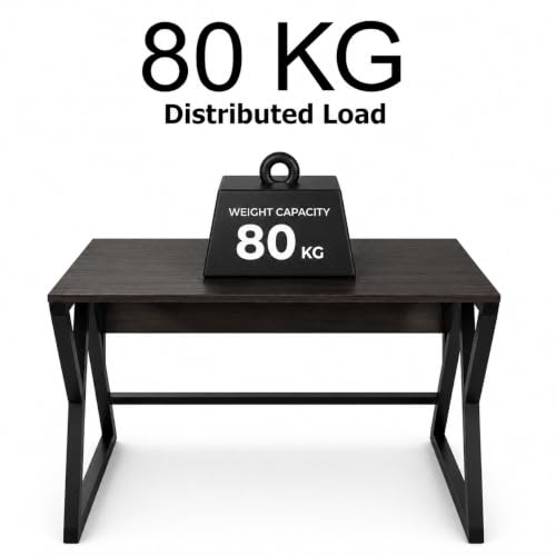 Image of Riyan Luxiwood Daffodil Computer Table in Engineered Wood with Flat Surface, Multi-Usage Laptop Desk & Home Office, Desk Sturdy Gaming Table (Brown, Small)