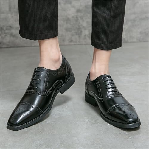 Men's Lace up Patent Leather Brogue Dress Shoes Business Formal Comfortable Lightweight Classic Office Wedding Work Footwear2
