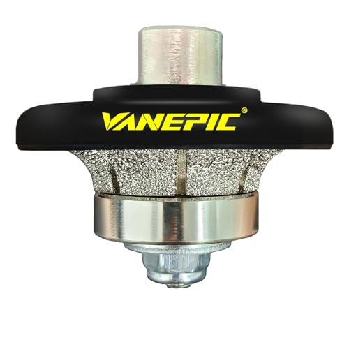 VANEPIC 3/8 inch B10 Diamond Demi bullnose Half Bullnose Profile Wheel Diamond Hand Profiler Router Bit with 5/8-11 Thread for Grinder Polisher Granite Marble Concrete and Countertop Edge Shaping