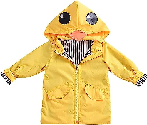 Toddler Baby Boy Girl Duck Rain Jacket Cute Cartoon Yellow Raincoat Hoodie Kids Coat Fall Winter School Outfit2