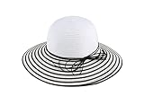 Miuno® Damen weich Sonnenhut Partyhut Stroh Hut Schleife H385 (Schwarz)