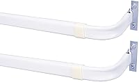 Blu-Pier Tech Heavy Duty Lock Seam Curtain Rods, 28-48 Inch Adjustable, 2.5" Projection, White Pack of 2 - Easy Install Hardware Included