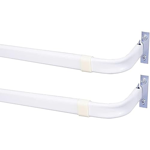 Heavy Duty Single Rod,Lock Seam Curtain Rod 28 to 48-Inch Adjustable Width, 2 1/2-Inch Projection，Hardware Included,White(Pack of 2)