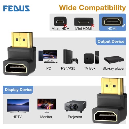 Image of FEDUS L Shape,hdmi Connector, hdmi Jointer, Male to Female Adapter, Cable connecter, converters Extender,Extension CouplerL Shape Pack-1
