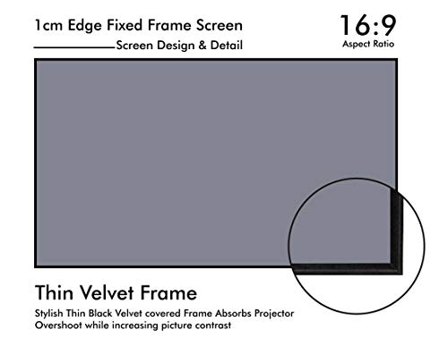 Image of BIG VUE 1 Cm Edge 150 Inches Grey Material Fixed Frame Projector Screen 16:9 Diagonal Active 3D 4K Ultra Hd Projector Screen (150 Inch, Grey)