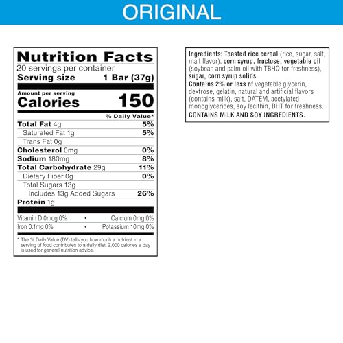 Rice Krispies Treats Crispy Marshmallow Squares, Kids Snacks, Cereal Bars, Original, 26oz Box (20 Bars) - image 2