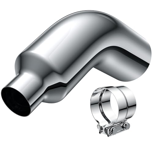 YOLANDO 4 to 7 Inch(ID) Exhaust Elbow with Clamp 4 Inlet 7 Outlet 23 Long Chrome Turndown Exhaust Tip