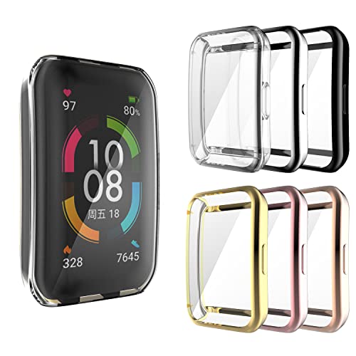Ruentech Coque compatible avec Huawei Band 7/Band 6/6 Pro - Film de protection pour Honor Band 6 - Accessoires TPU Cover