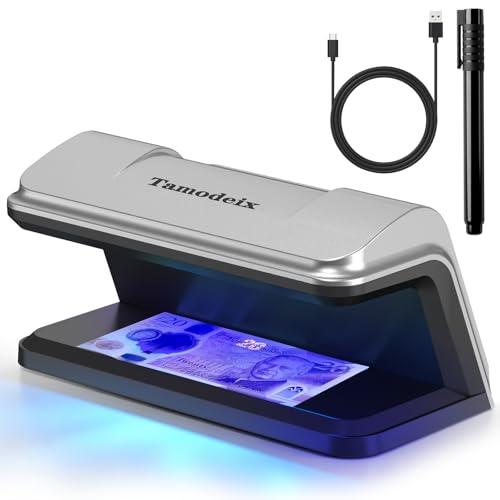 Tamodeix Counterfeit Money Detector with Money Checker Pen Bundle LED UV Fake Note Checker USB-C Powered NX-115A