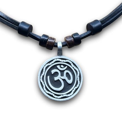 HANA LIMA Lederkette Halskette Om Buddha Shiva Indien Surferhalskette Lederhalskette