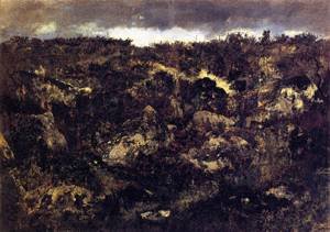 Peinture à l'huile de Théodore Rousseau, toile Rocky Landscape pour les passionnés d'art