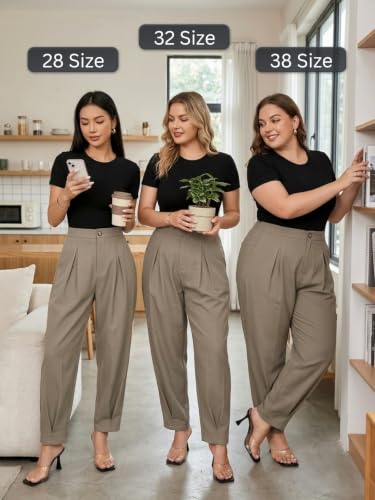 Image of GRECIILOOKS Balloon Fit Ankle Length Women Casual Trousers | Ankle Length Pants for Women Zip & Button | Woman Trousers Balloon Pants