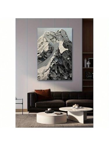 Grand tableau abstrait de montagne enneigée | Peinture texturée haut de gamme 70x100cm - 2