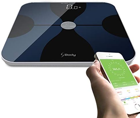 VisionTechShop S Body Bluetooth Body Fat Scale, Smart Digital Scale with Large Hidden LED Display, Body Composition Monitor, Free APP Works with iOS and Android for Measuring for Weight, Black