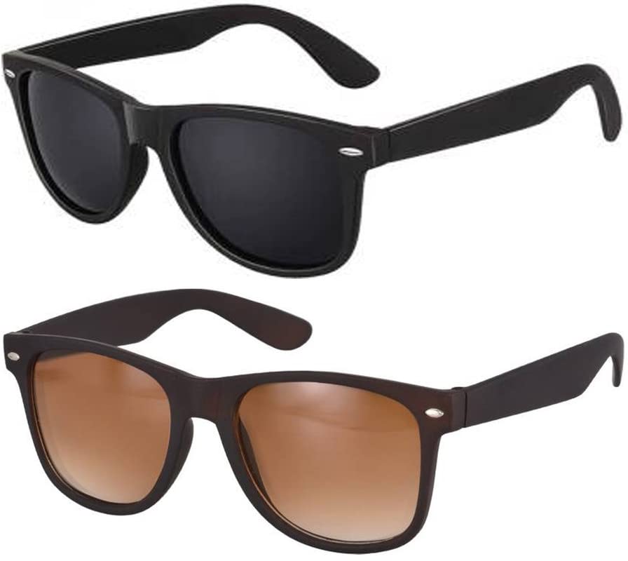 Black & Brown Rectangular Combo Sunglasses for Men And Women with UV Protection (Lens Black & Brown || Frame-Black || FRH-621) - Pack of 2-image-48