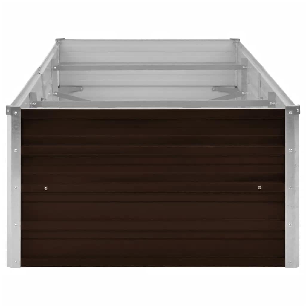 Letto Rialzato da Giardino 240x80x45 cm Orto in Acciaio Marrone | Vasca rettangolare in acciaio per orto e fiori, adatta per organizzare gli spazi verdi in giardino, patio o balcone