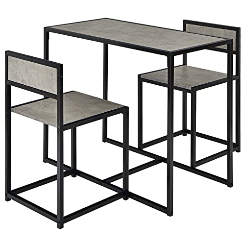 RELAX4LIFE Table de Cuisine 2 Personnes avec Chaises Style Industriel, Cadre en Métal, Petite Table Mange Debout Compact Robuste pour Salle à Manger Salon...