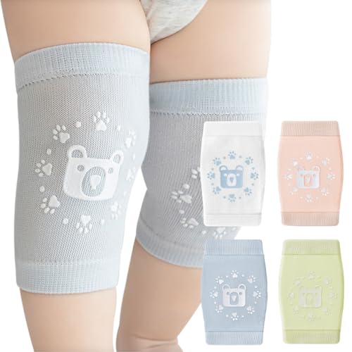 [QINTIAN] 赤ちゃん用レッグウォーマー 夏 ベビー ニーパッド 幼児用 膝当て 4足セット 0～3歳 歩行勉強 冷房対策 擦りむき防止 通気性 綿 男女兼用 (タイプB)