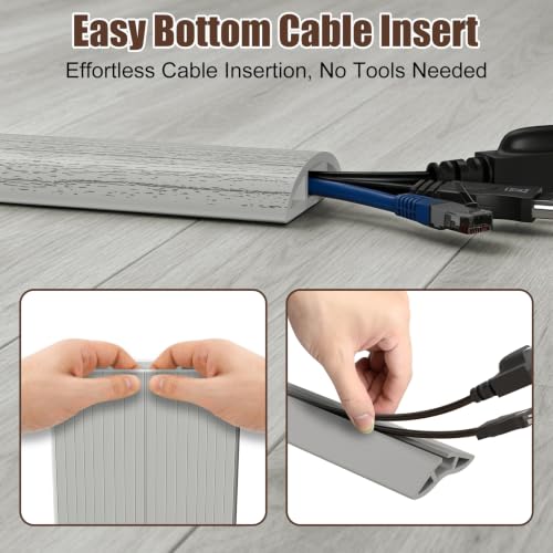 Image of Eapele Floor Cord Cover 10ft (2 Pack) Cord Covers for Wires on Floor, Heavy Duty Extension Cord Cover, Rubber Floor Cable Cover, Prevent Trip Hazard for Sidewalk Home Office Outdoor or Indoor Settings