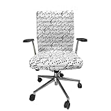Ambesonne Music Office Chair Cover, Abstract Style Professional Pattern Notes and Clef Sheet Play Writing Print, Stretchable Decorative Universal Size High Back Printed Slipcover, Black and White