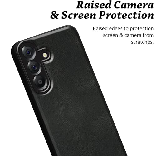 Image of amazon basics Back Cover for Samsung Galaxy A56 5G | Ultra Slim Soft Rubberised Case | Oil Feel Soft Leather Back | Camera Protection - Black
