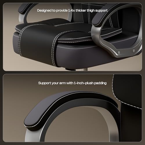 Image of Green Soul Vienna | Fabric Office Chair | Ergonomic Executive Boss Chair with Spacious Cushioned Seat | Heavy Duty Metal Base | High Back | 3 Years Warranty (Black & Grey)