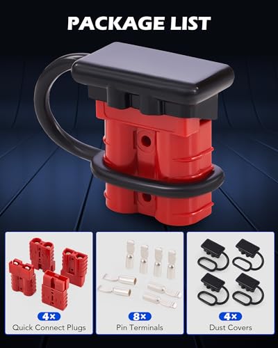 Orion Motor Tech 4 Pcs 6-8 Gauge Battery Quick Connect/Disconnect Wire Harness Plug Kit for Recovery Winch or Trailer | 12-36V DC, 50A (4 Pcs)