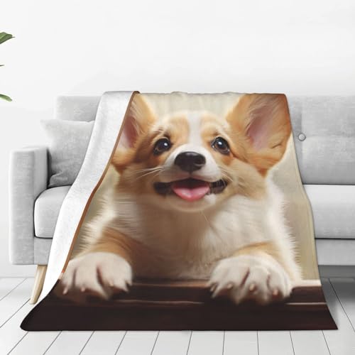 Couverture micro polaire corgi pour soirées cocooning canapé