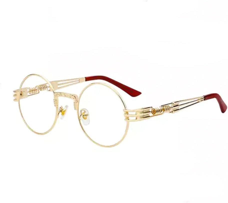 Retro 90's Old School Round Vintage Trendy Steampunk Circle Gold Frame Hip Hop Polarized Clear Lens Gothic Hippie Shades Eyewear Glasses For Men