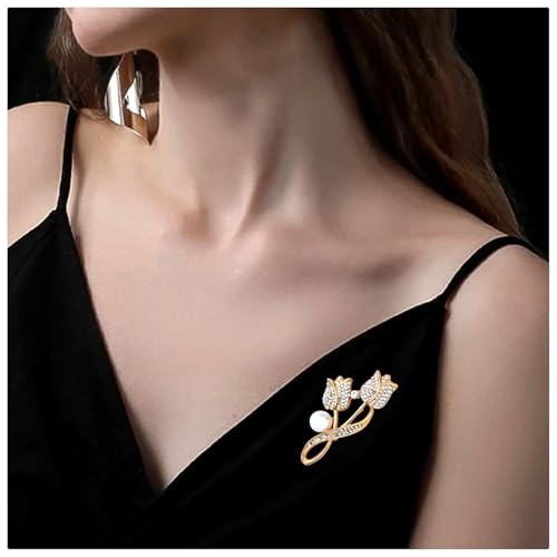 Image of wynameleri Women Brooches and Pins Flower Fashion Rhinestone Pin Gold Decorative Pins for Ladies Men